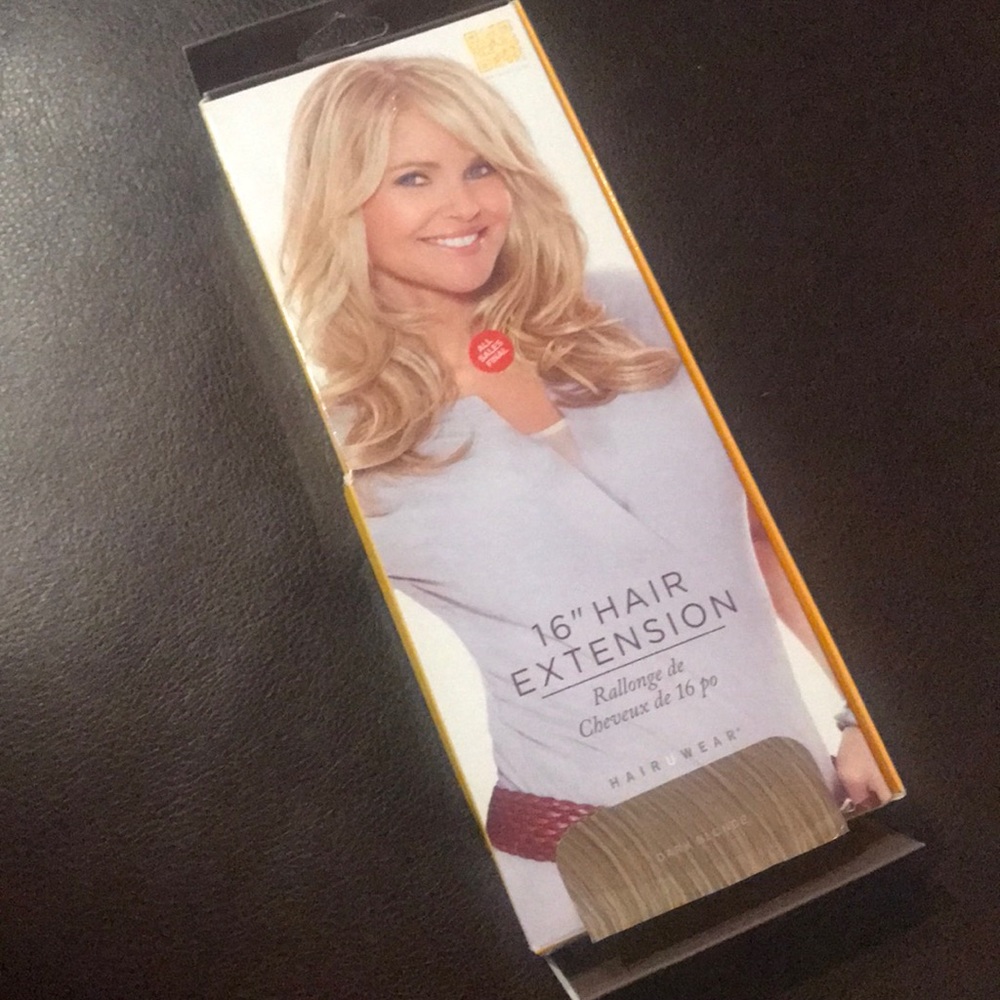16” hair clip-in extensions, dark blonde